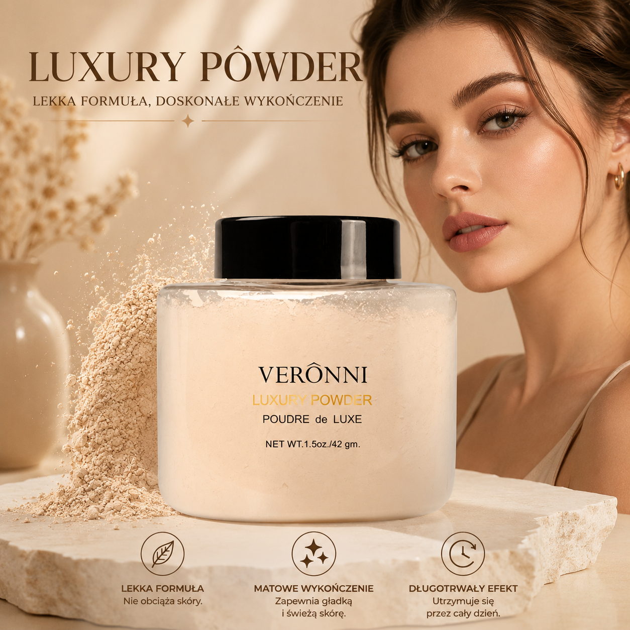 VERONNI Loose Powder – Matujący Puder Sypki Banana Powder 42 g