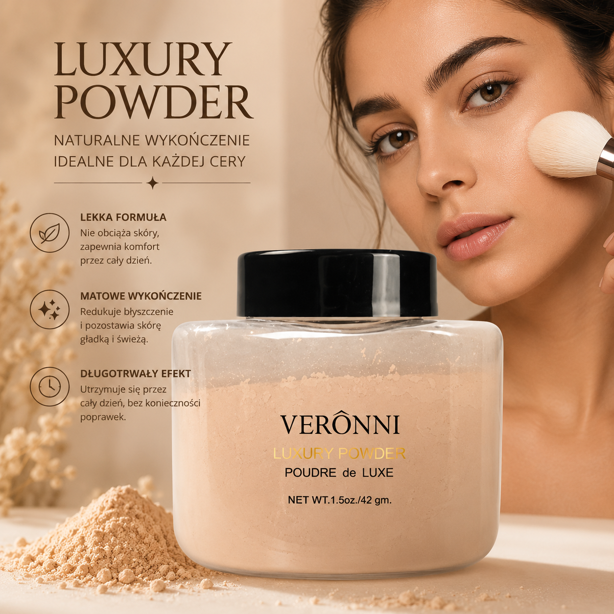 VERONNI Loose Powder – Matujący Puder Sypki Banana Powder 42 g