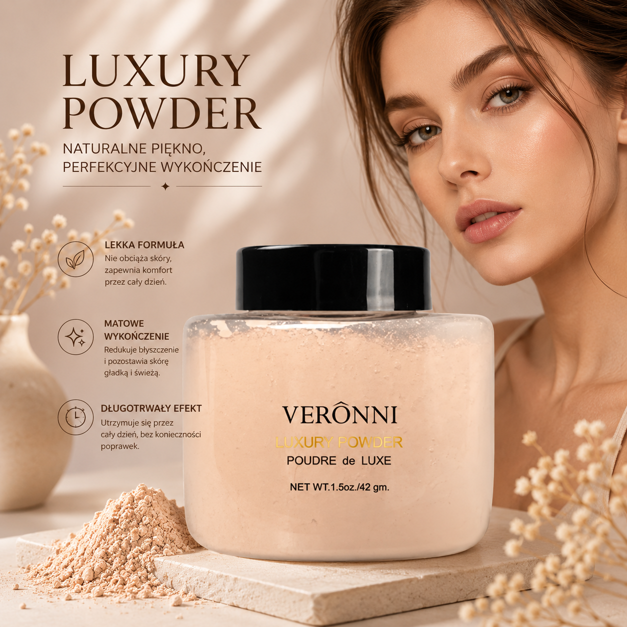 VERONNI Loose Powder – Matujący Puder Sypki Banana Powder 42 g