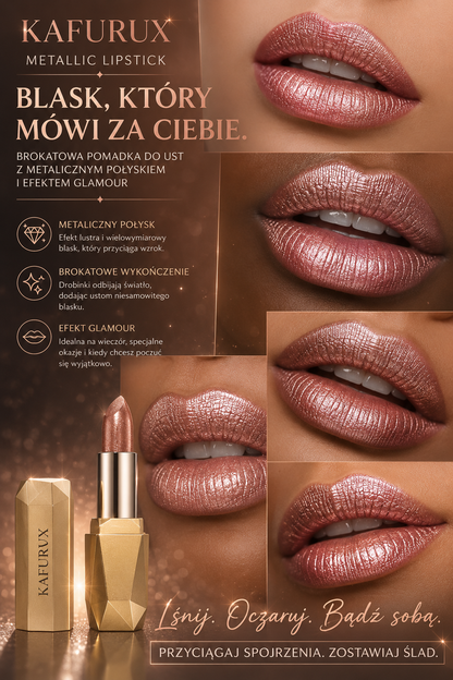 KAFURUX Metallic Lipstick – Brokatowa Pomadka z Efektem Metalicznego Blasku