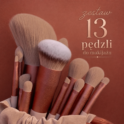 Profesjonalny Zestaw 13 Pędzli do Makijażu – Miękkie Pędzle z Etui