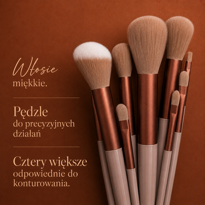 Profesjonalny Zestaw 13 Pędzli do Makijażu – Miękkie Pędzle z Etui