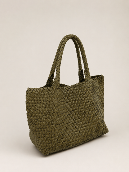 Pleciona Torebka Damska z Ekoskóry PU XXL – Duża Torba Shopper Hobo na Ramię