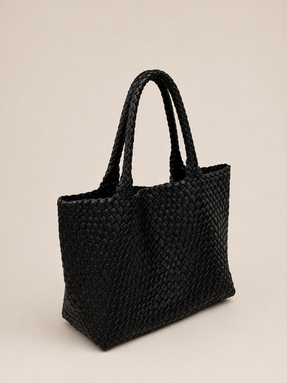 Pleciona Torebka Damska z Ekoskóry PU XXL – Duża Torba Shopper Hobo na Ramię