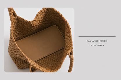Pleciona Torebka Damska z Ekoskóry PU XXL – Duża Torba Shopper Hobo na Ramię