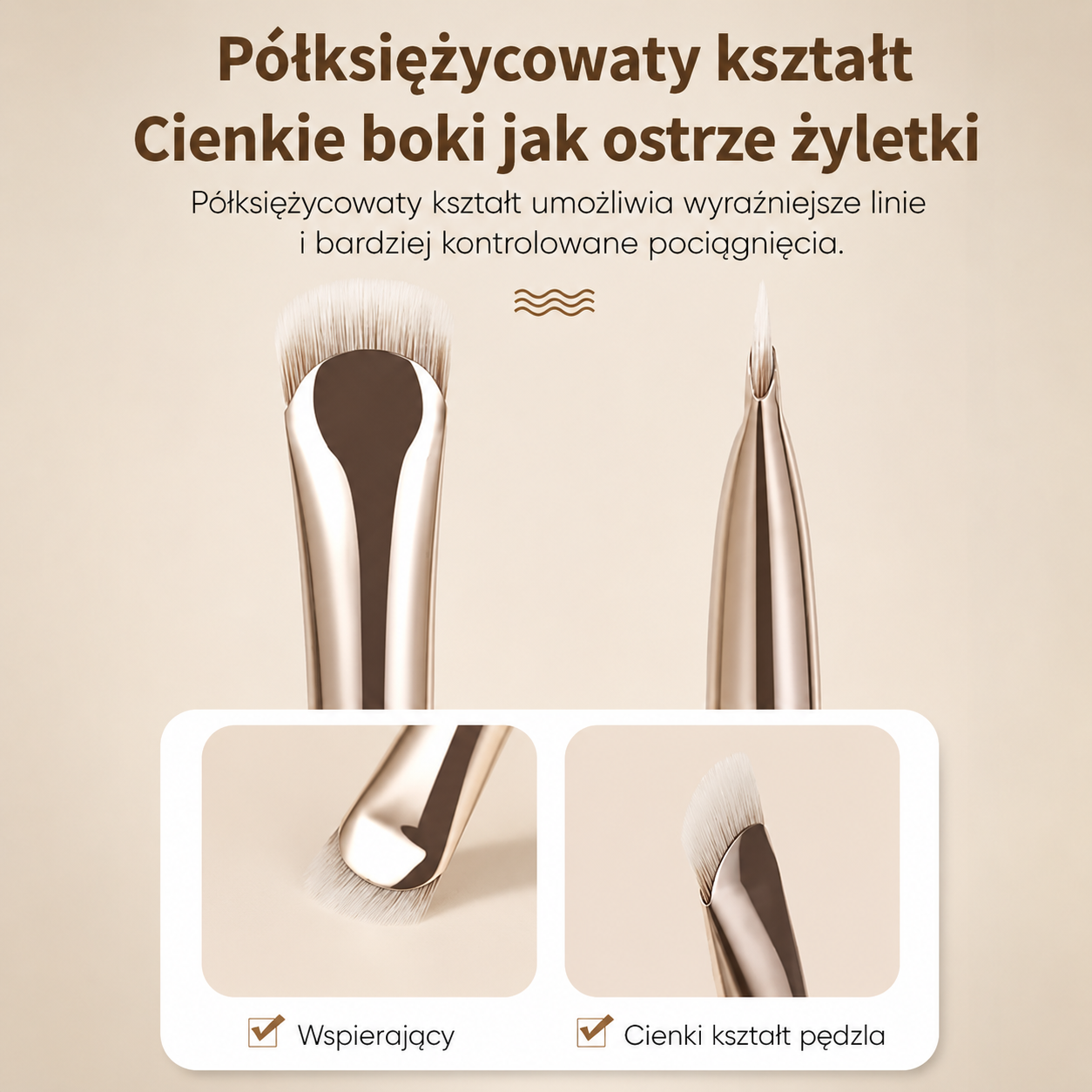 Precyzyjny Pędzel do cieni i kresek 1–2 szt. – Cienki Zakrzywiony Pędzelek do Makijażu Oczu