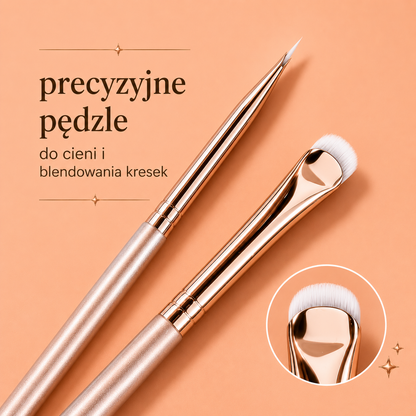 Precyzyjny Pędzel do cieni i kresek 1–2 szt. – Cienki Zakrzywiony Pędzelek do Makijażu Oczu