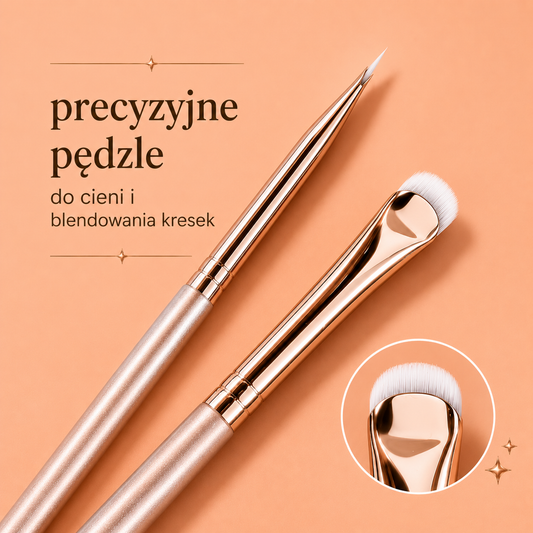 Precyzyjny Pędzel do cieni i kresek 1–2 szt. – Cienki Zakrzywiony Pędzelek do Makijażu Oczu