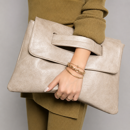 Torebka Kopertówka Damska Vintage PU – Elegancka Duża Kopertówka na Ramię i do Ręki