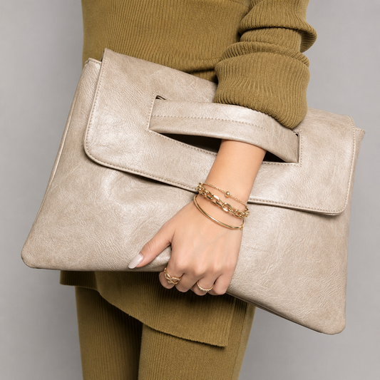 Torebka Kopertówka Damska Vintage PU – Elegancka Duża Kopertówka na Ramię i do Ręki