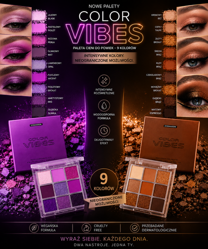 Paleta Cieni do Powiek 9 Kolorów – Glitter, Mat i Shimmer - Wodoodporna
