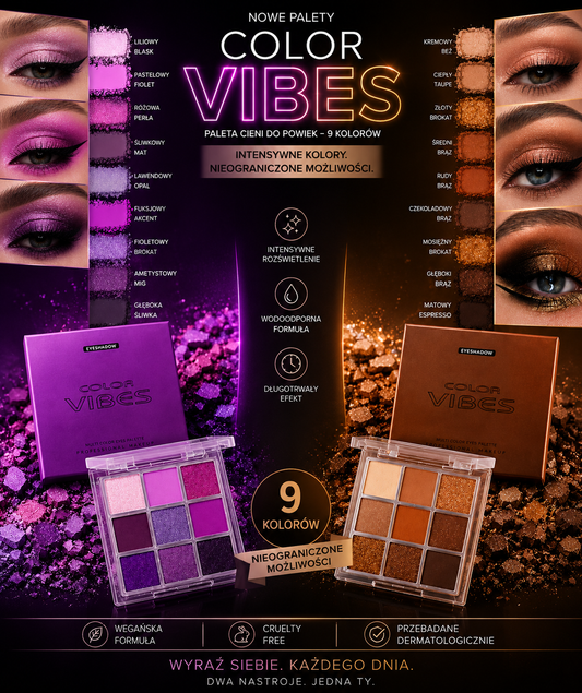 Paleta Cieni do Powiek 9 Kolorów – Glitter, Mat i Shimmer - Wodoodporna