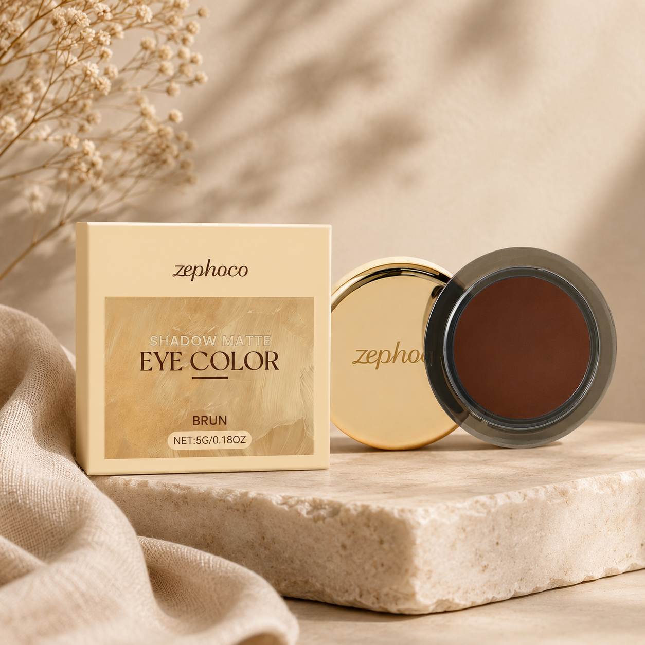 Brązowy Matowy Cień do Powiek Smoky Eye – Trwały Waterproof Eelhope 5g