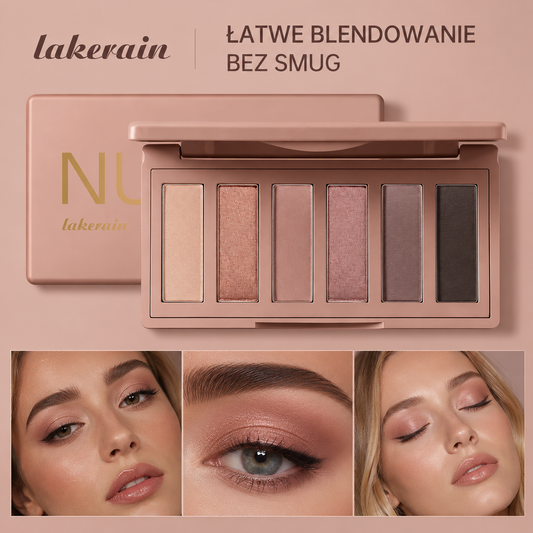 6-Kolorowa Paleta Cieni Nude – Neutralne Różowe Odcienie Mat i Glow Waterproof
