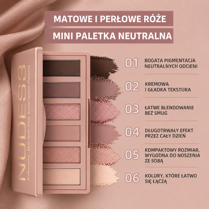 6-Kolorowa Paleta Cieni Nude – Neutralne Różowe Odcienie Mat i Glow Waterproof