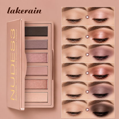 6-Kolorowa Paleta Cieni Nude – Neutralne Różowe Odcienie Mat i Glow Waterproof