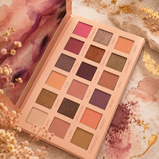Paleta 18 Cieni do Powiek Flash – Matowe Cienie Nude o Intensywnej Pigmentacji