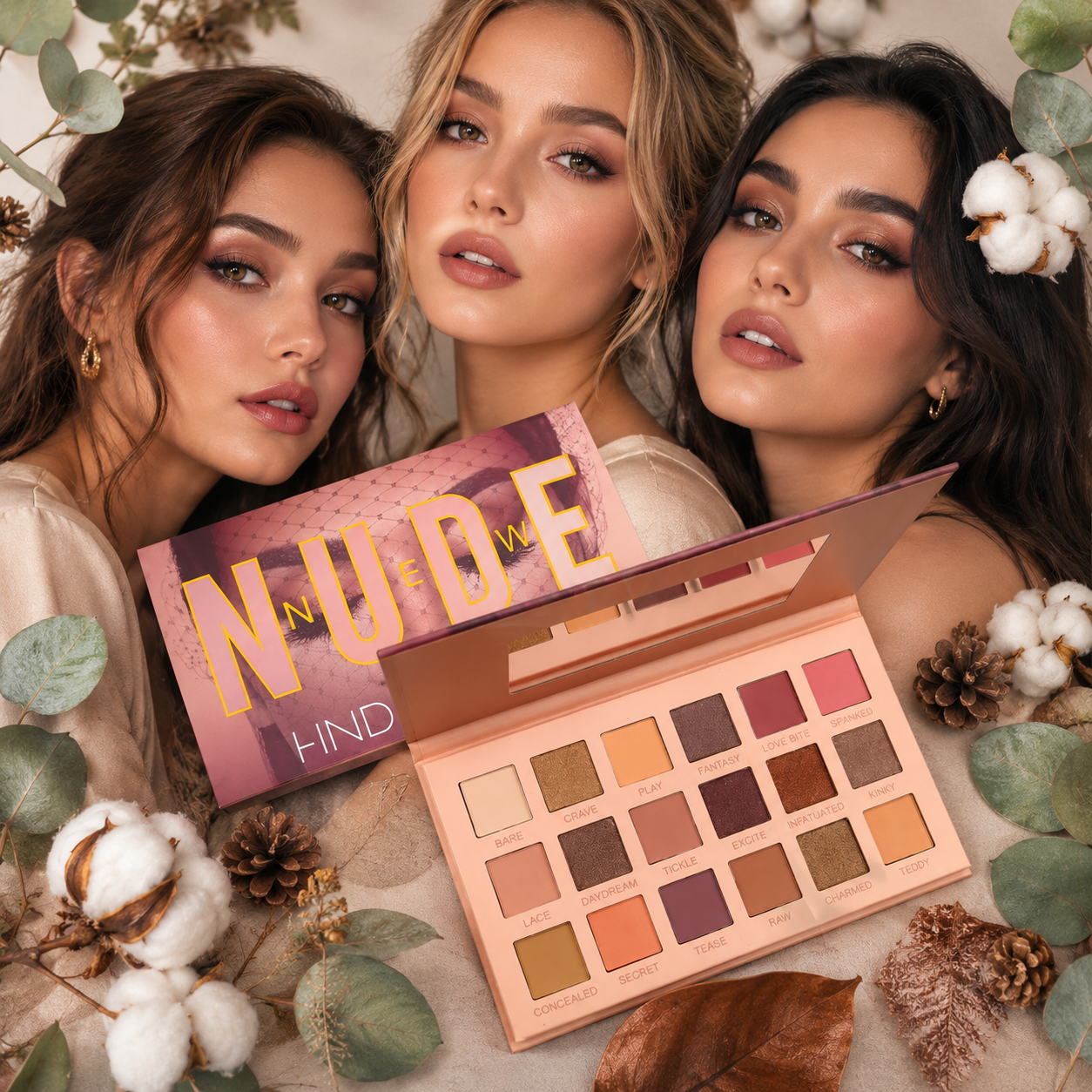 Paleta 18 Cieni do Powiek Flash – Matowe Cienie Nude o Intensywnej Pigmentacji