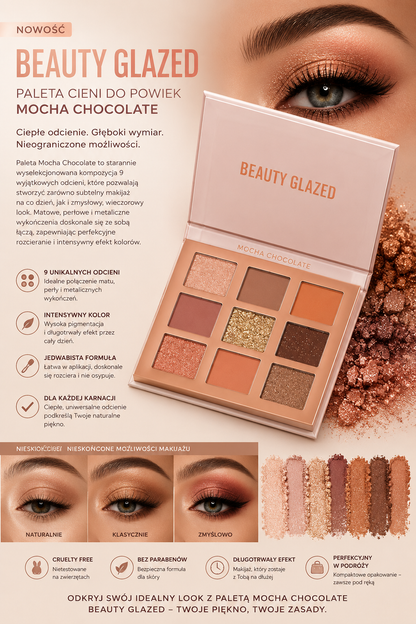 Beauty Glazed – Paleta Cieni do Powiek 9 Kolorów Matte & Shimmer
