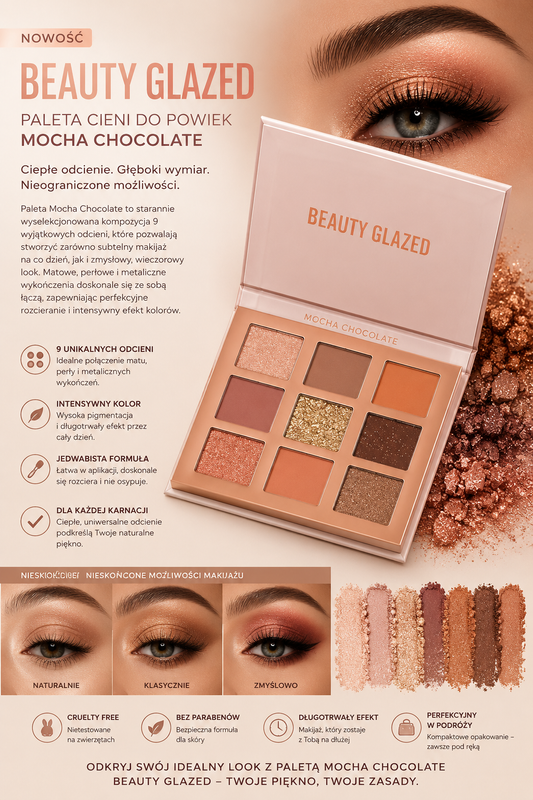 Beauty Glazed – Paleta Cieni do Powiek 9 Kolorów Matte & Shimmer