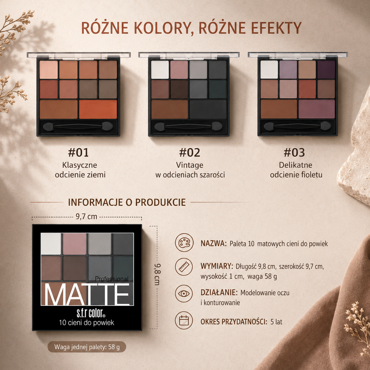 Blana – 10 Kolorowa Paleta Cieni Nude - Pumpkin - Smoky Eye