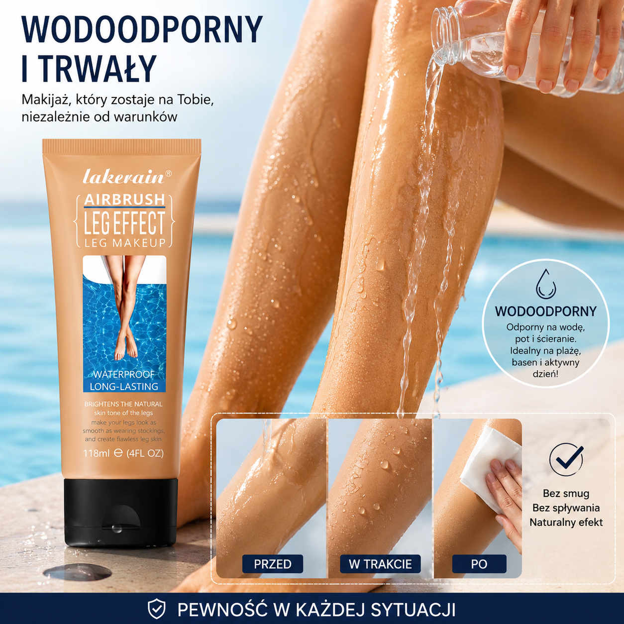 Lakerain Leg Makeup Lotion – Wodoodporny Podkład do Nóg i Ciała 118 ml