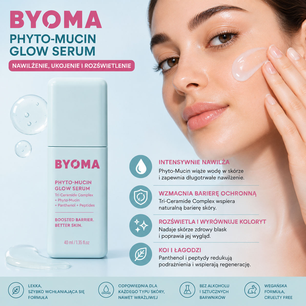 BYOMA Phyto-Mucin Glow Serum – Nawilżające Serum Rozświetlające