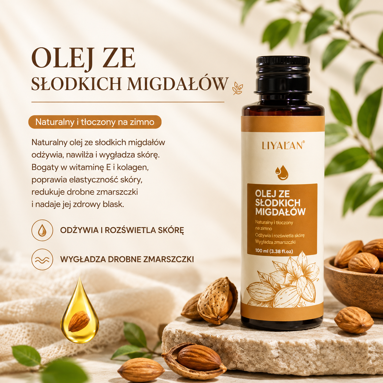Olejek ze Słodkich Migdałów 100 ml – Naturalne Nawilżenie i Regeneracja