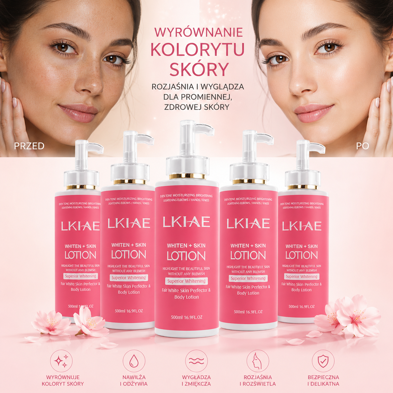 LKIAE Fair White Body Lotion 500 ml – Rozświetlający balsam do ciała i twarzy