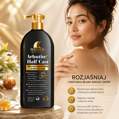 Arbutin Body Lotion & Sun Cream 2w1 – Nawilżający Balsam do Ciała z Ochroną Przeciwsłoneczną 600 ml