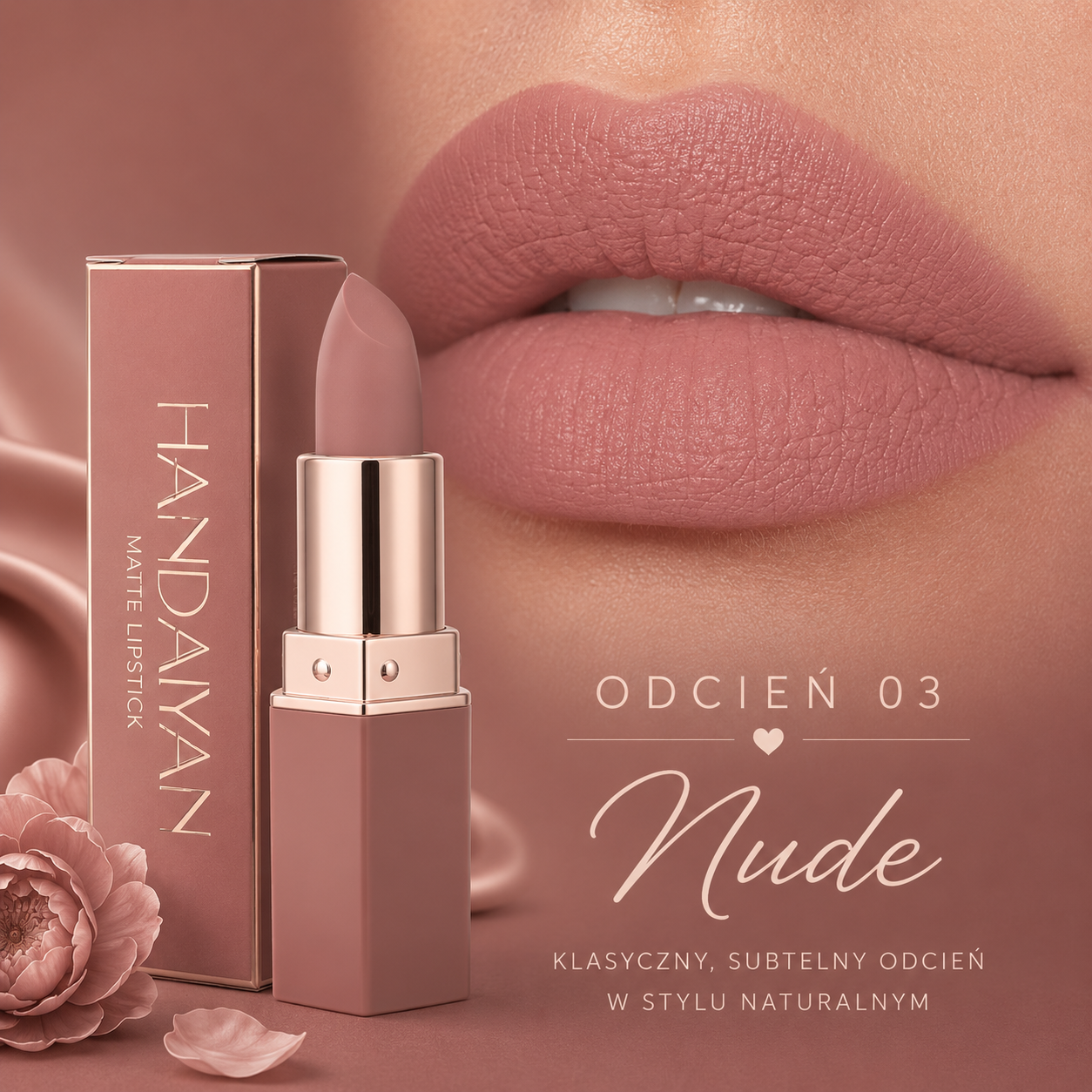 Handaiyan 4 Matowe Pomadki do Ust – Trwały Kolor, Efekt Velvet, Wodoodporna Formuła Non-Transfer