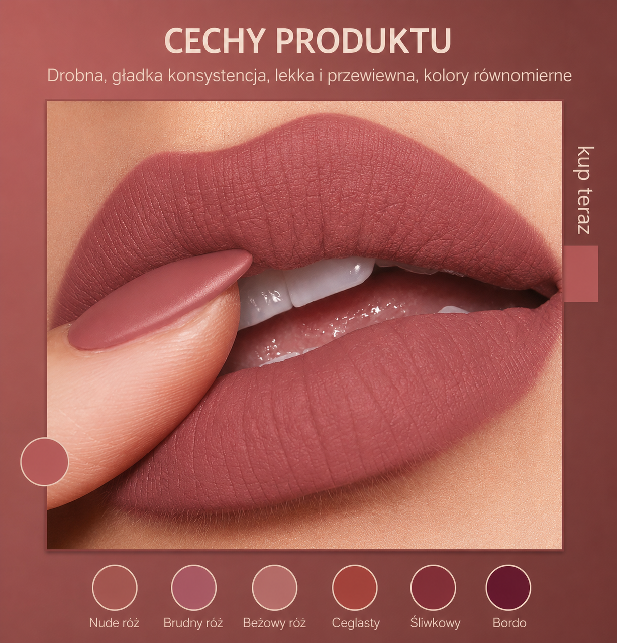 Handaiyan 4 Matowe Pomadki do Ust – Trwały Kolor, Efekt Velvet, Wodoodporna Formuła Non-Transfer