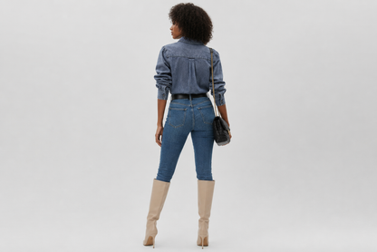 Dżinsowa koszula damska Puff sprany Denim