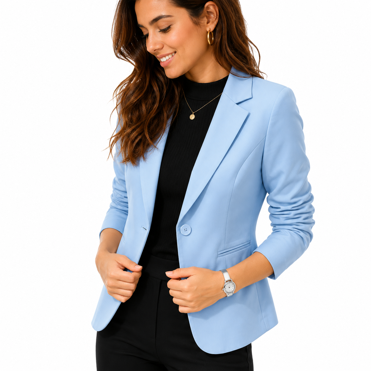Damska Marynarka Czerwona Slim Fit – Elegancki Blezer z Kieszeniami, Zapinany na Guzik