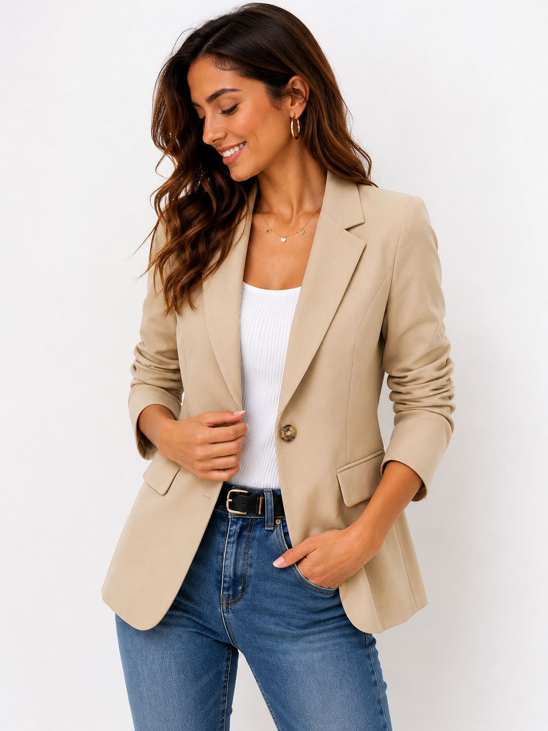 Damska Marynarka Oversize – Elegancki Blezer Casual z Długim Rękawem