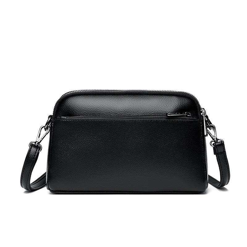 Skórzana Torebka Damska z Naturalnej Skóry – Elegancka Listonoszka na Ramię z Zamkiem, Mała Torebka Codzienna 24 × 15 × 7 cm