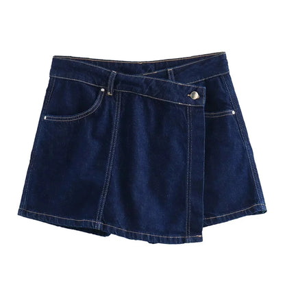 Koszula Dżinsowa Damska Krótki Rękaw - Cropped Top Y2K Streetwear