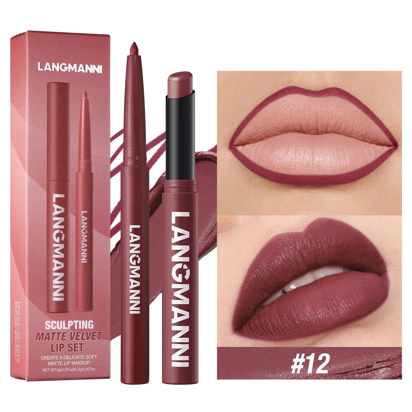 Wodoodporny zestaw do ust – konturówka i matowa pomadka long lasting