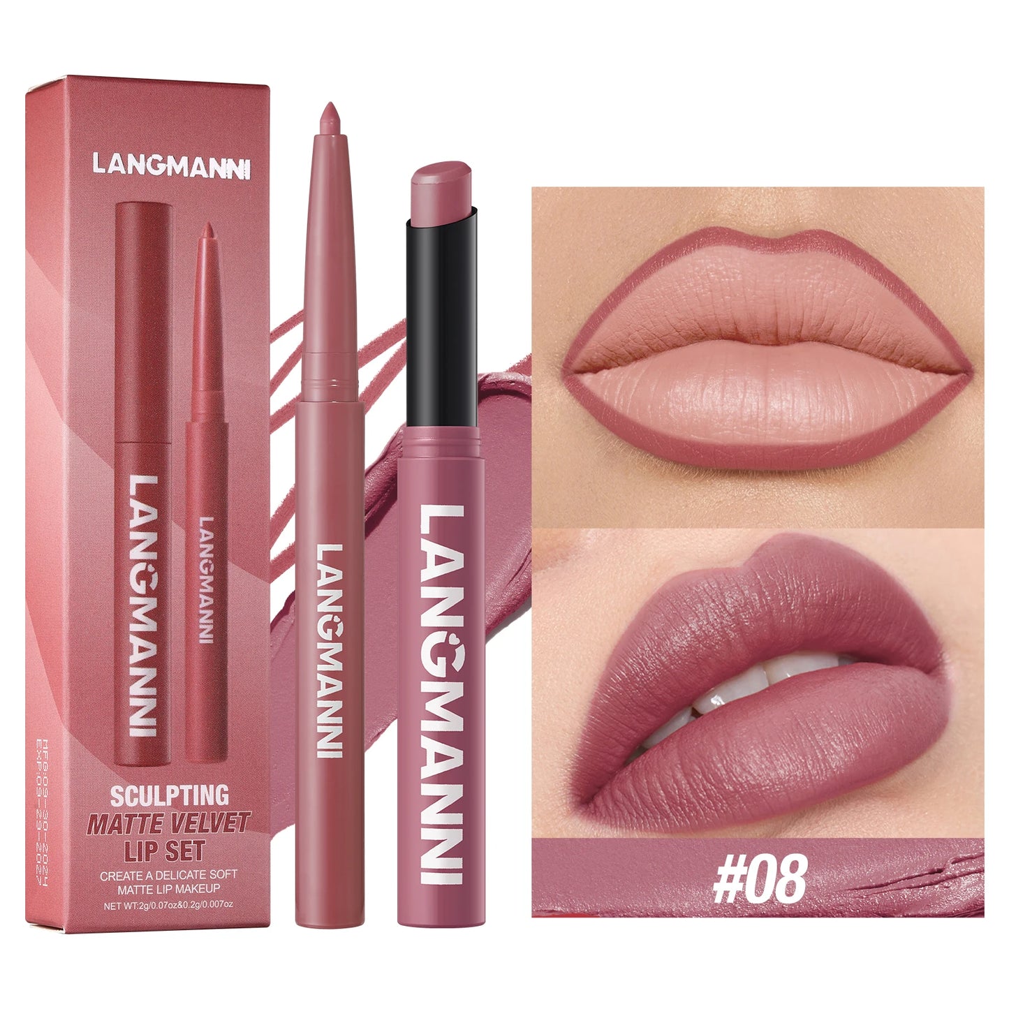 Wodoodporny zestaw do ust – konturówka i matowa pomadka long lasting