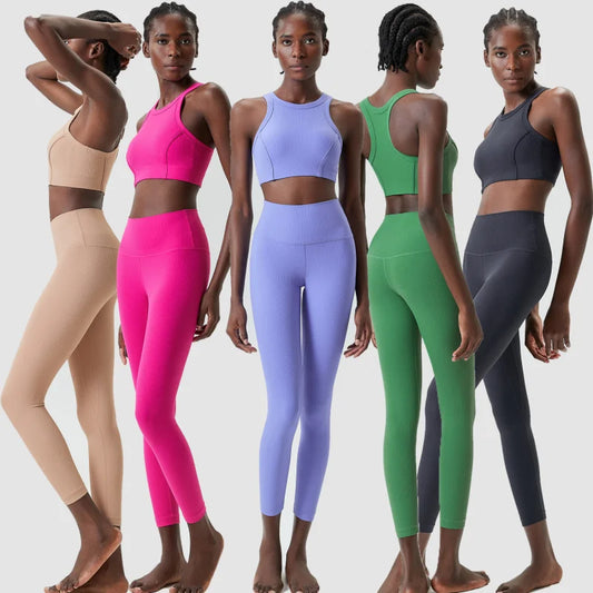 Damski Dres Sportowy Slim Fit  Jednolity Kolor Bieganie Fitness Strój Treningowy Odzież na Siłownię
