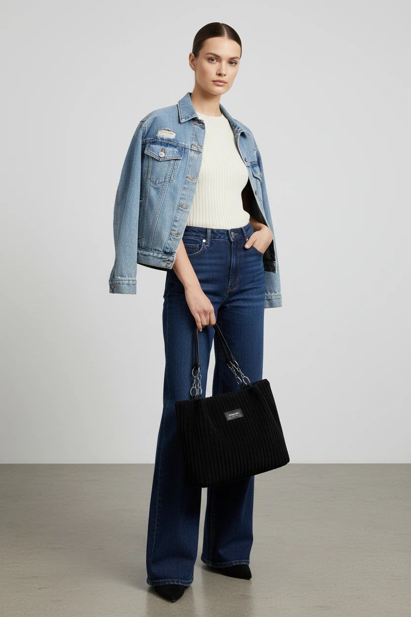 Elegancka Torebka na Ramię "Single Shoulder" ze Sztruksu