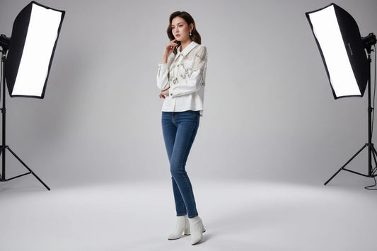 Kurtka Jeansowa Damska z Cekinami i Koronką - Bomber Denim z Koralikami