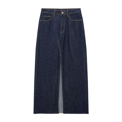 Damska Sukienka Jeansowa Midi z Kamizelką - High Waist Denim Vest Dress