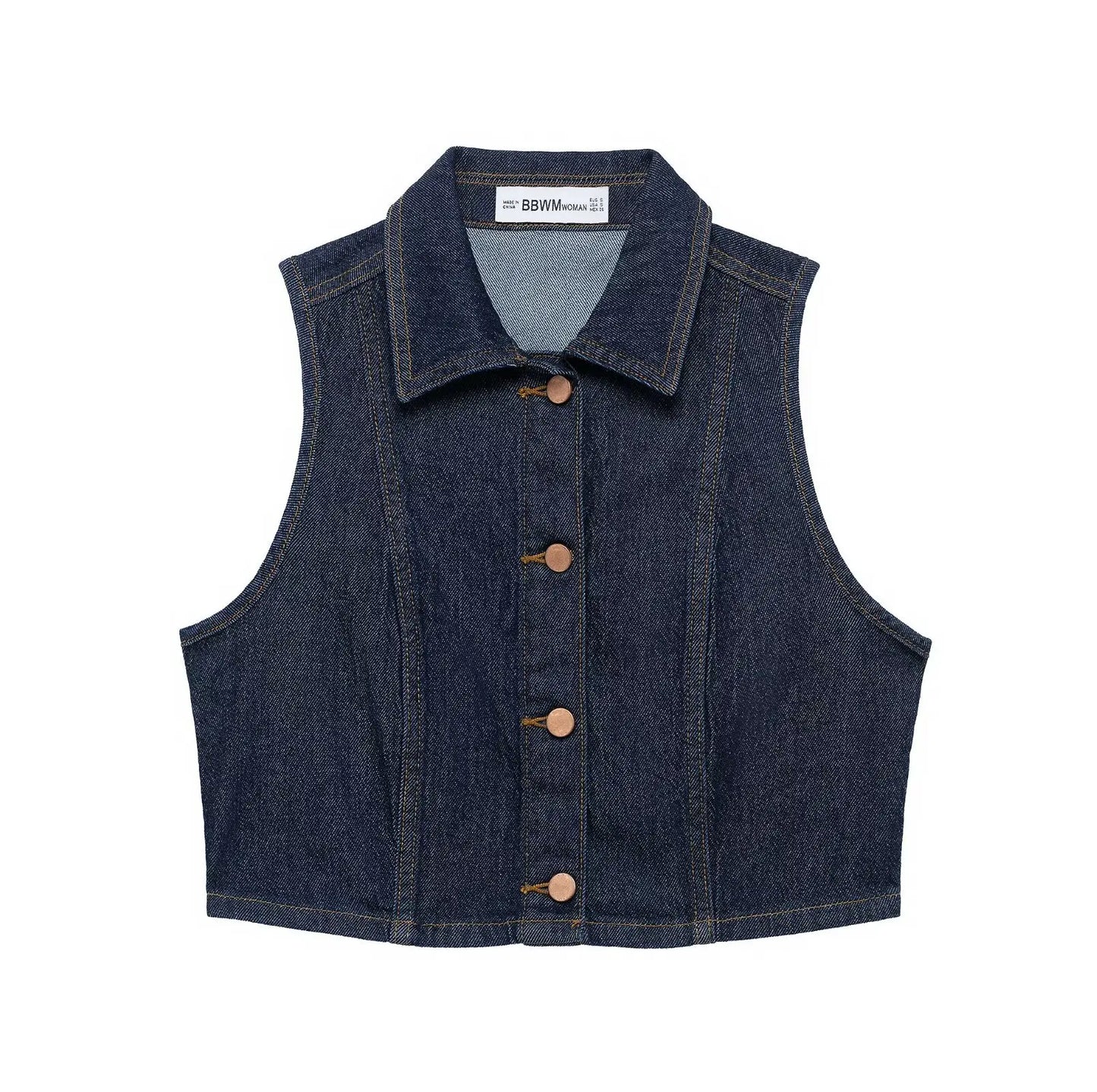 Damska Sukienka Jeansowa Midi z Kamizelką - High Waist Denim Vest Dress
