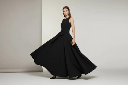Plisowana Spódnica Maxi z Wysokim Stanem - Elegancka Spódnica Lace Up A-Line