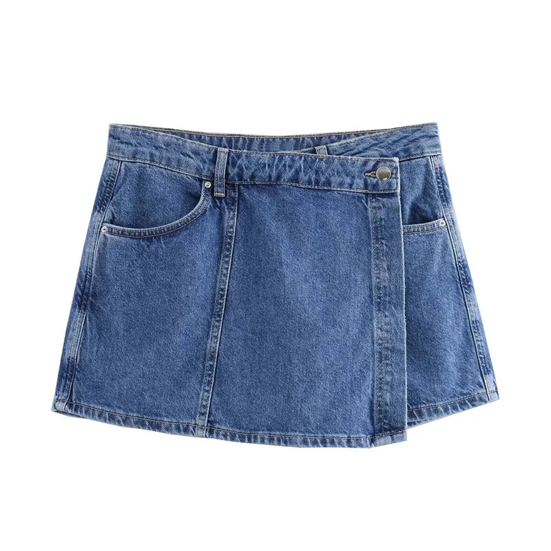 Koszula Dżinsowa Damska Krótki Rękaw - Cropped Top Y2K Streetwear