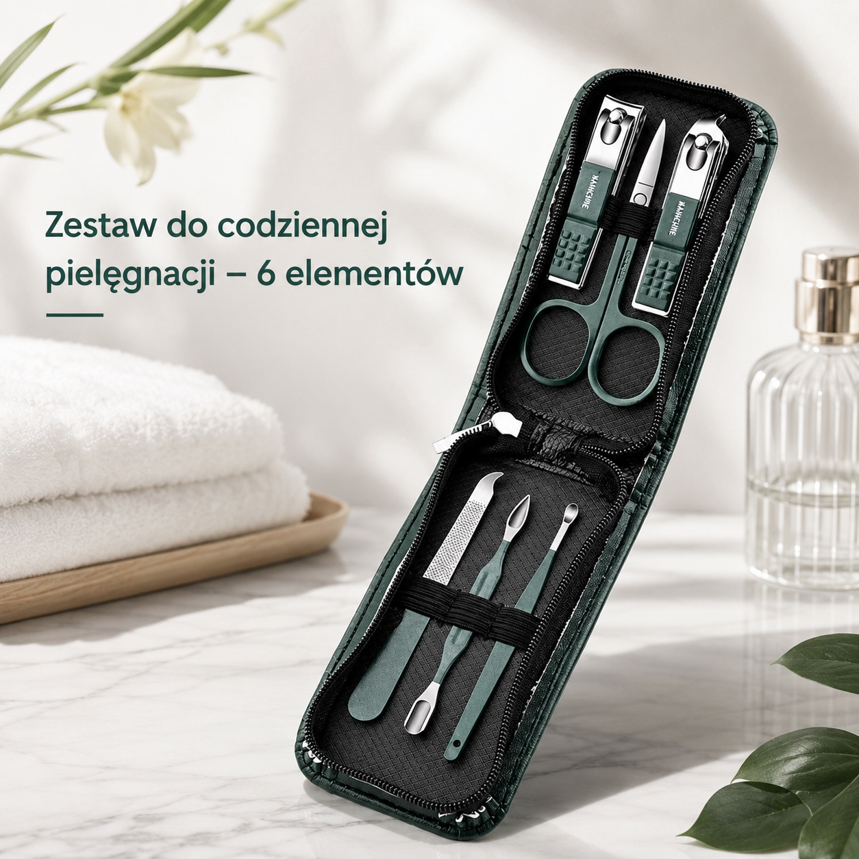 Profesjonalny Zestaw do Manicure 6 Elementów - Obcinaczki i Nożyczki do Paznokci ze Stali Nierdzewnej