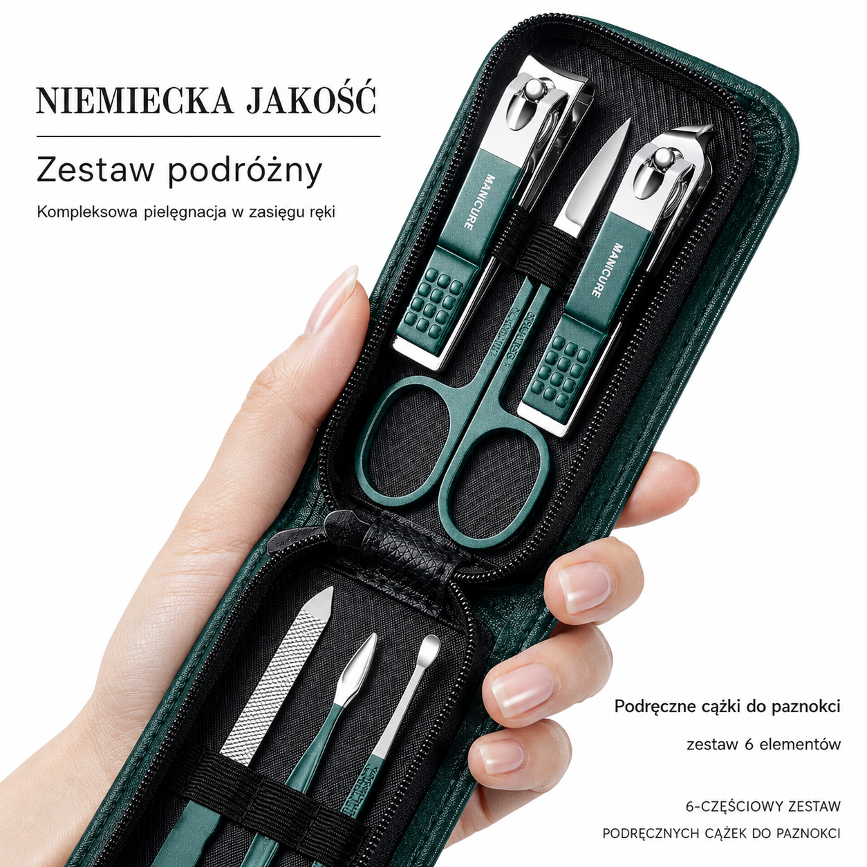 Profesjonalny Zestaw do Manicure 6 Elementów - Obcinaczki i Nożyczki do Paznokci ze Stali Nierdzewnej