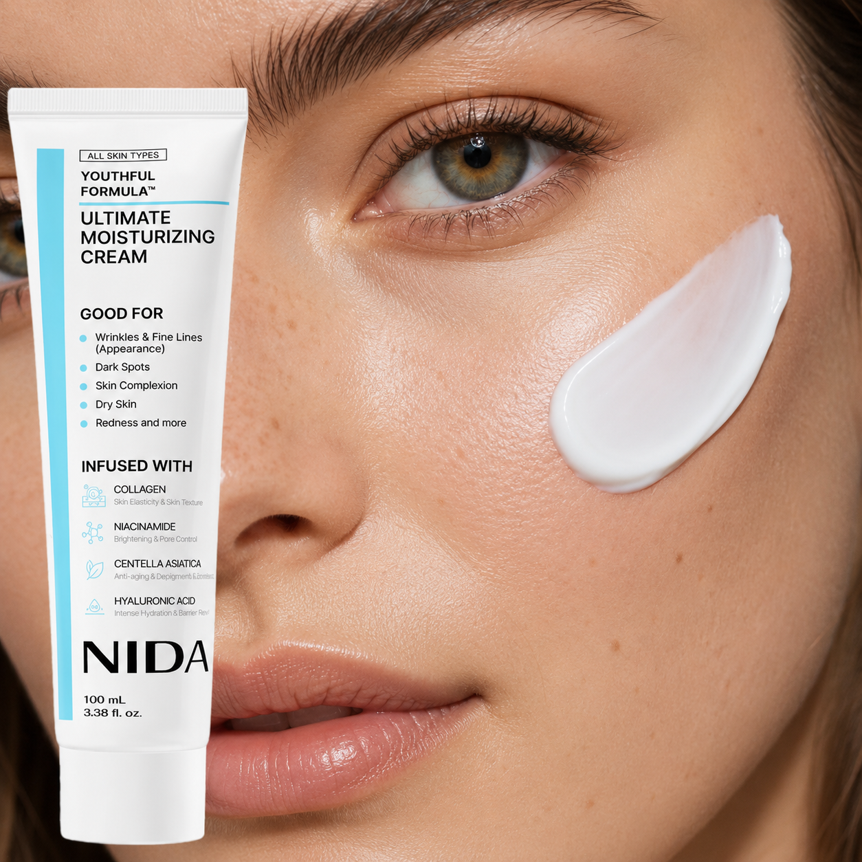 Krem nawilżający do twarzy NIDA – naturalne składniki, szybkie wchłanianie, 100ml